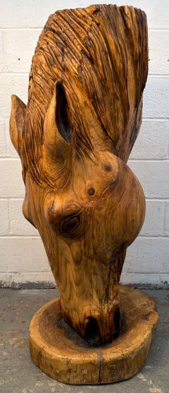 Horse Head Hardwood Chainsaw Carving