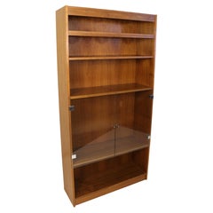 Mid-Century Teak Bookcase with Glass Display Doors