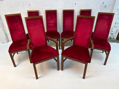 Set of Eight Burgundy Mid-Century Dining Chairs by Stanley