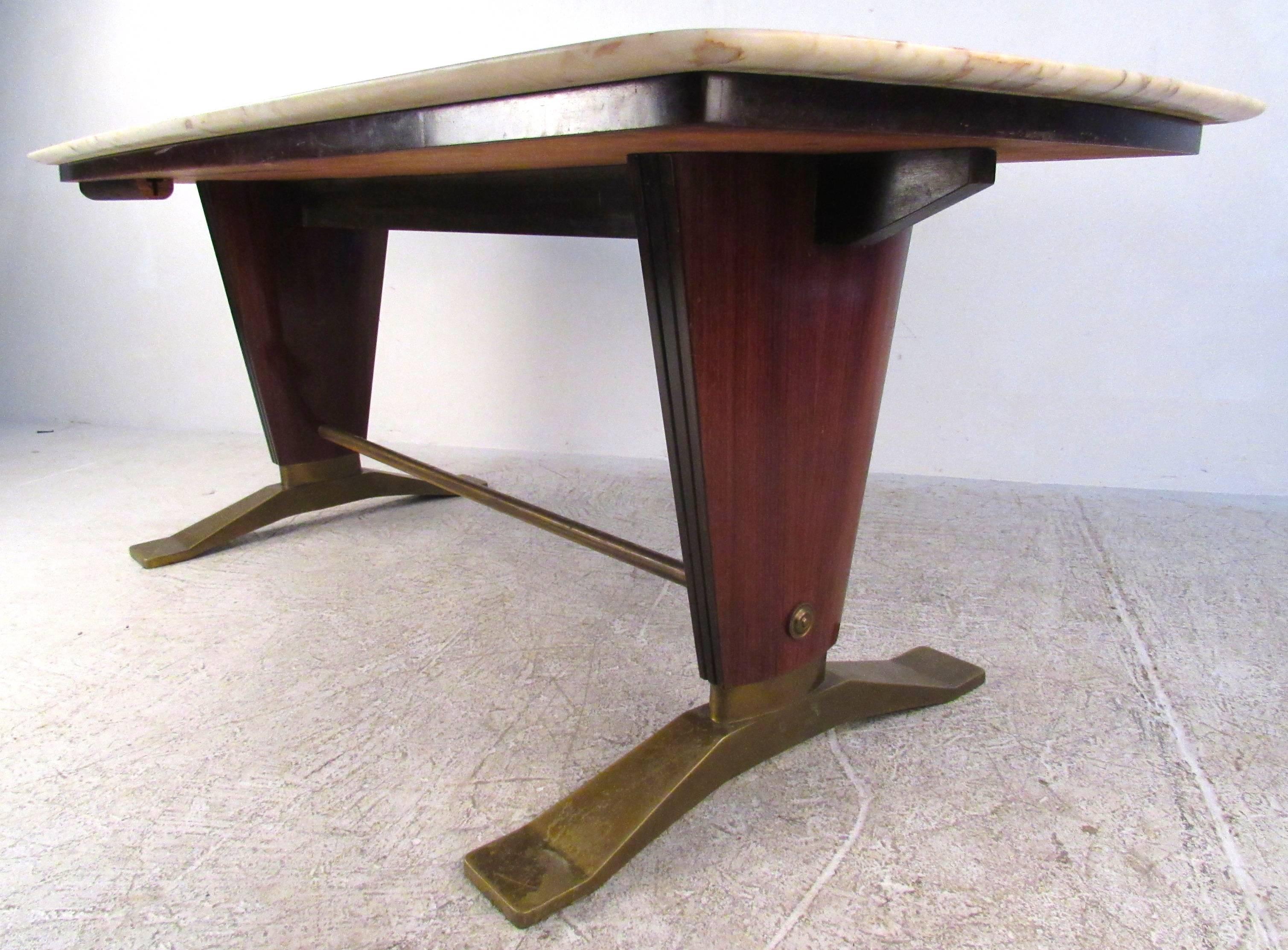 Mid-Century Modern Borsani Style Marble-Top Dining Table