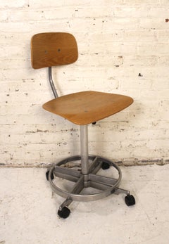 Mid-Century Modern Swivel Office Chair in Teak, 1960s Style