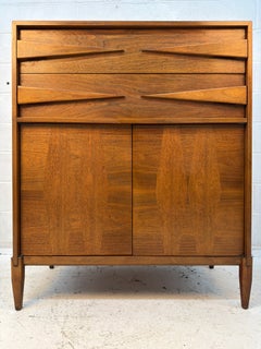 Mid-Century Modern Walnut Highboy Dresser with Sculptural Pulls