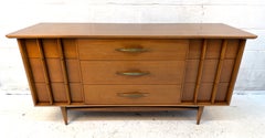 Kent Coffey Walnut Lowboy Dresser with Nine Drawers, 1960s