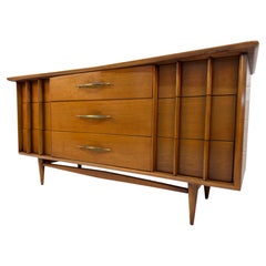 Kent Coffey Walnut Lowboy Dresser with Nine Drawers, 1960s