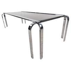  Mid-Century Modern Chrome and Glass Cocktail Table