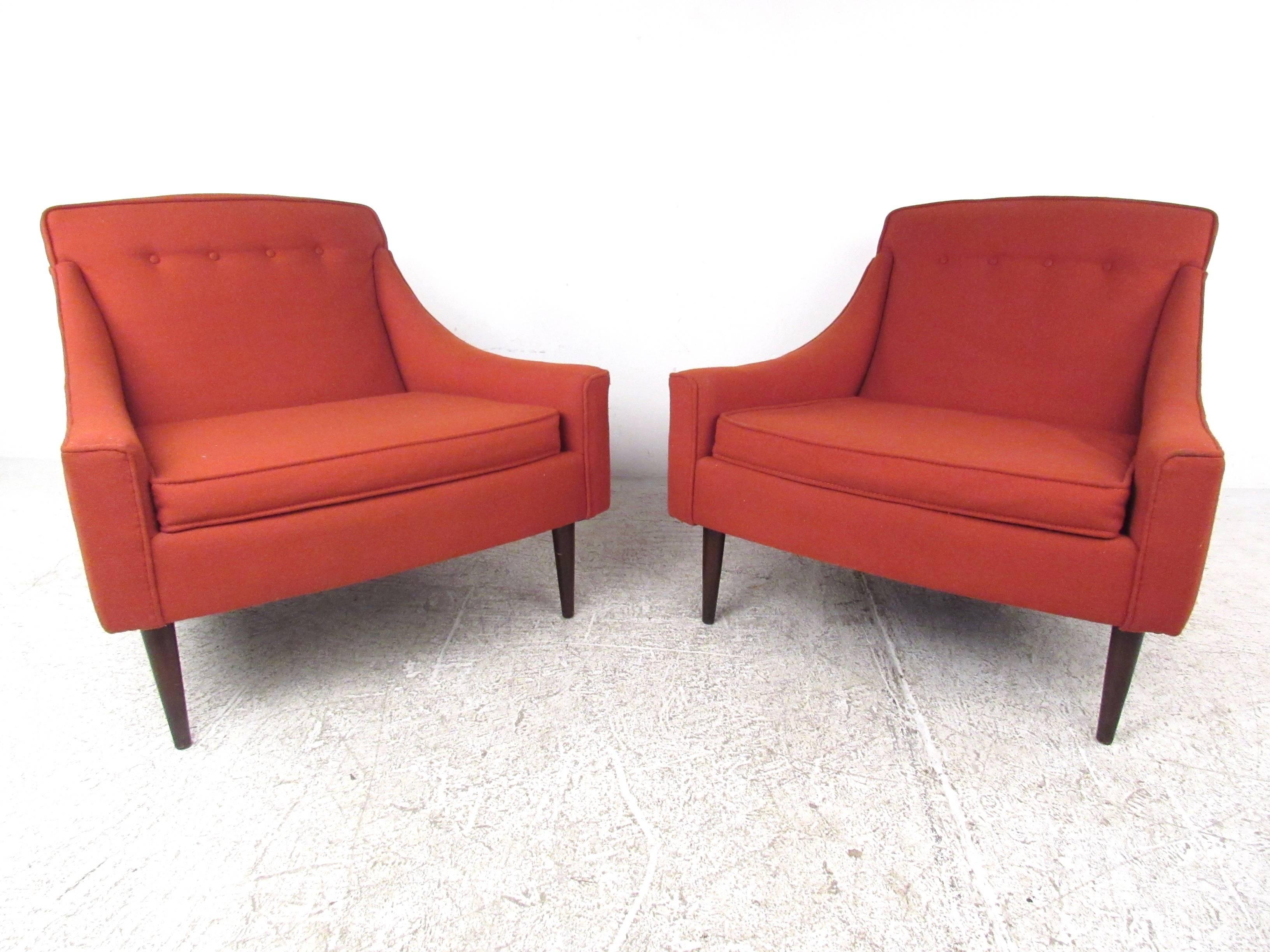 Upholstery Pair of Stylish Mid-Century Modern Lounge Chairs
