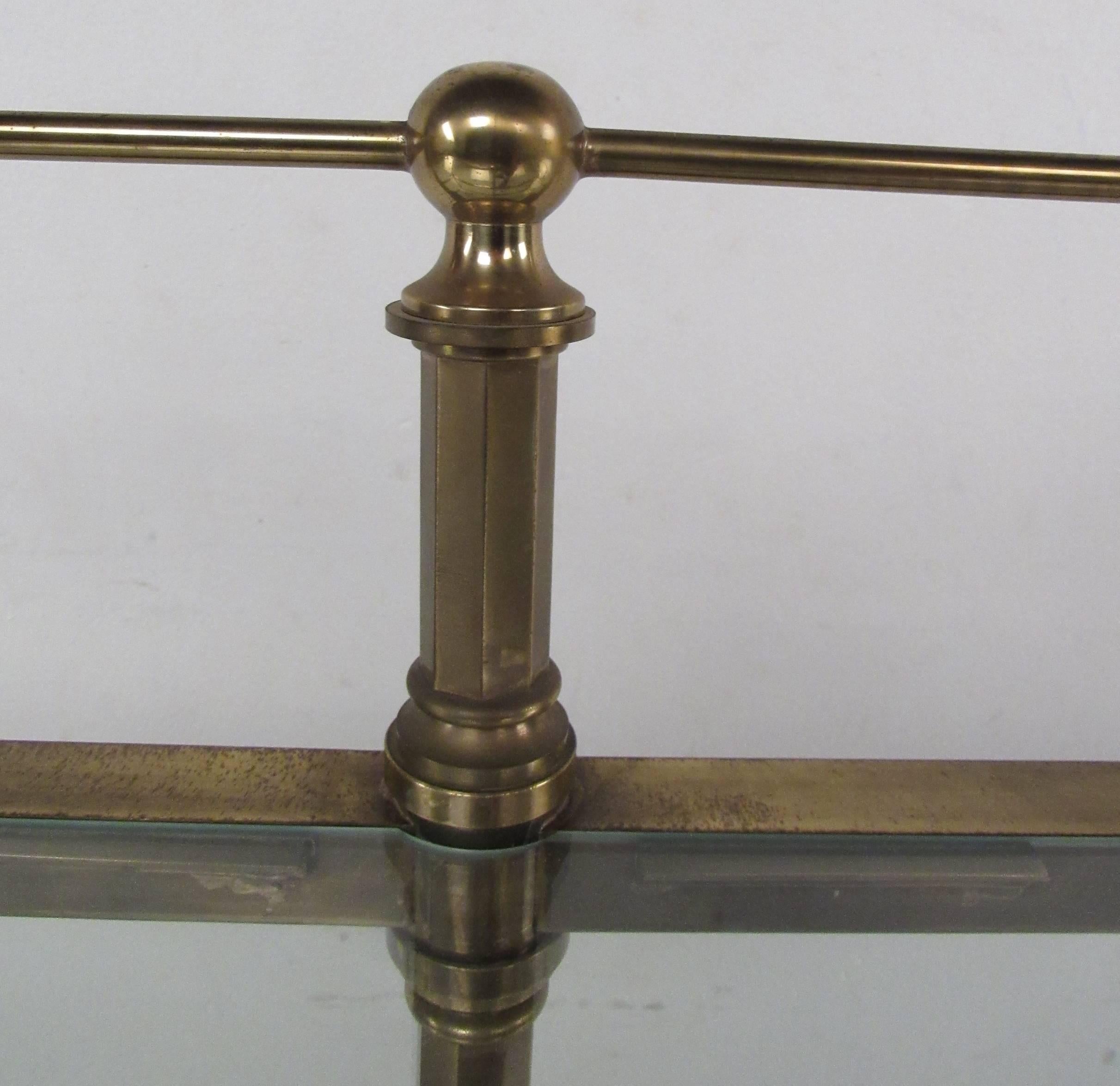 American Three-Tier Brass and Glass Etagere