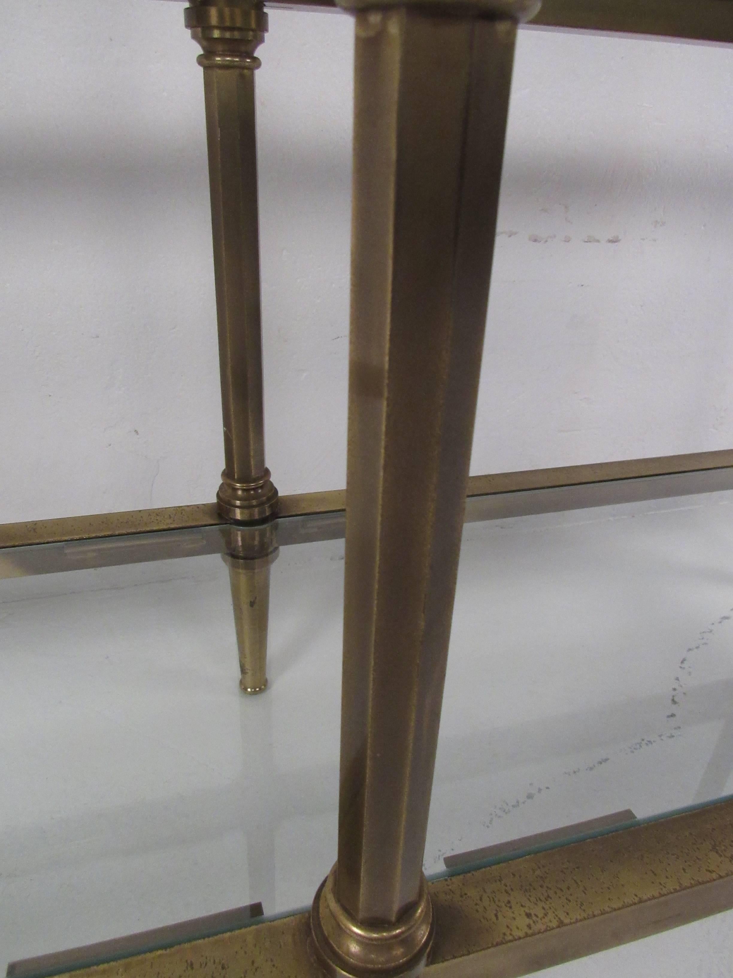 Three-Tier Brass and Glass Etagere In Good Condition In Brooklyn, NY