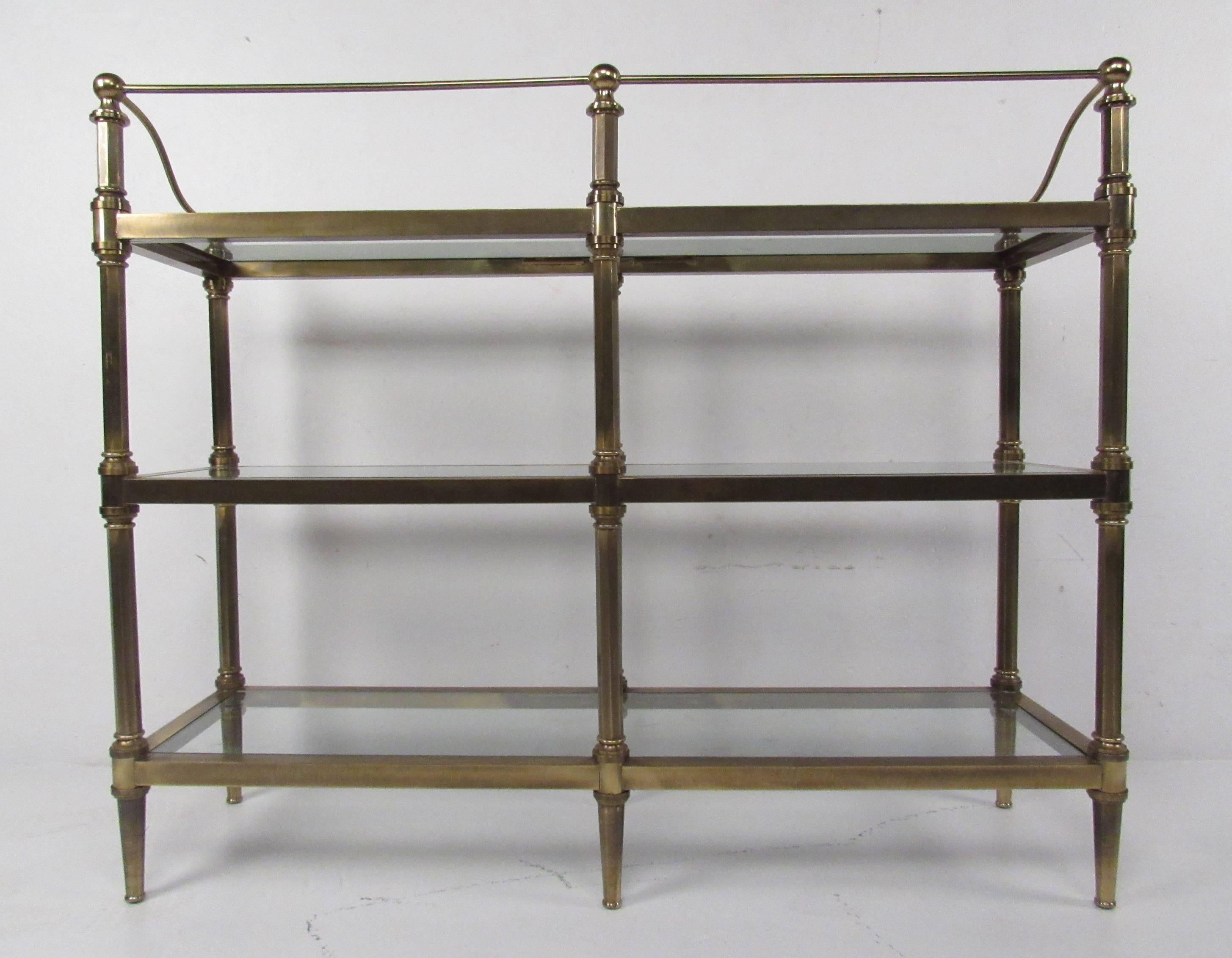 Regency Three-Tier Brass and Glass Etagere