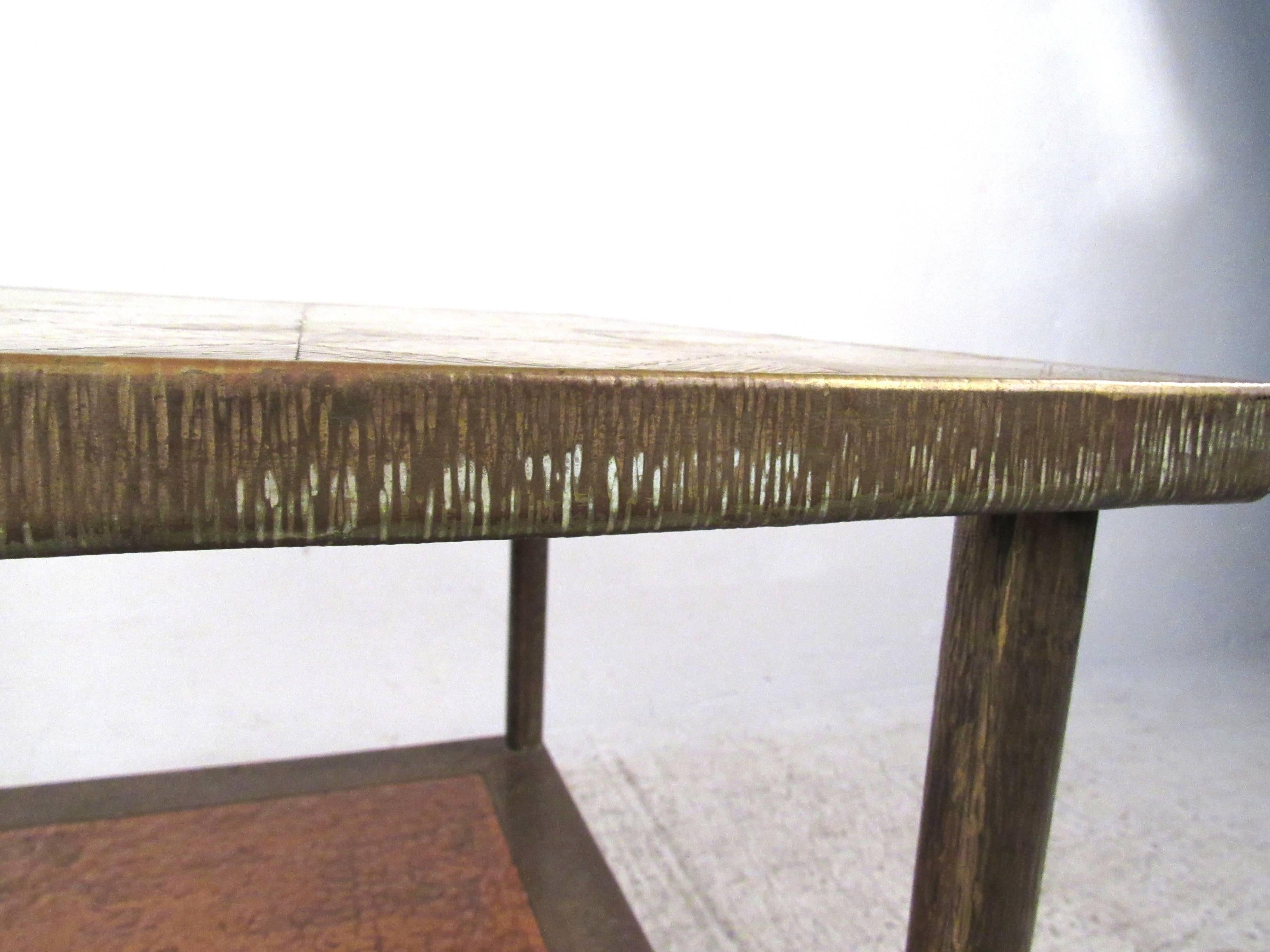Late 20th Century Mid-Century Modern Two-Tier Brass End Table For Sale