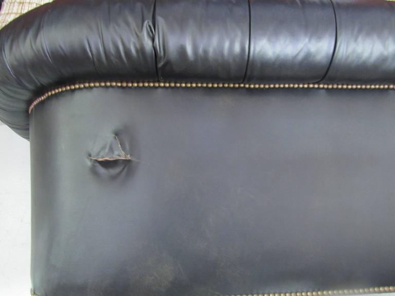 Vintage Black Vinyl Chesterfield Sofa by Baker at 1stDibs