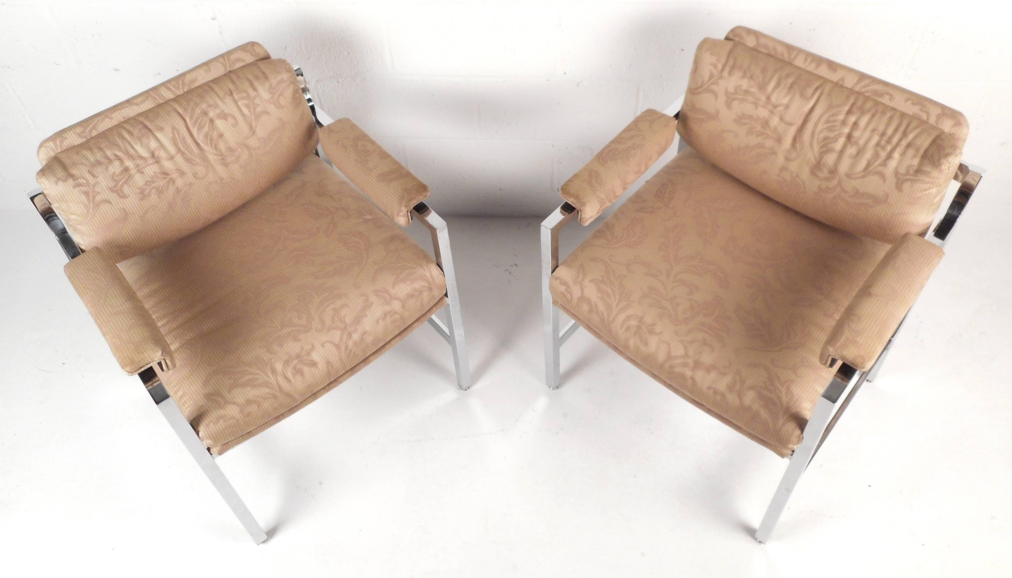 American Mid-Century Modern Milo Baughman Style Armchairs For Sale