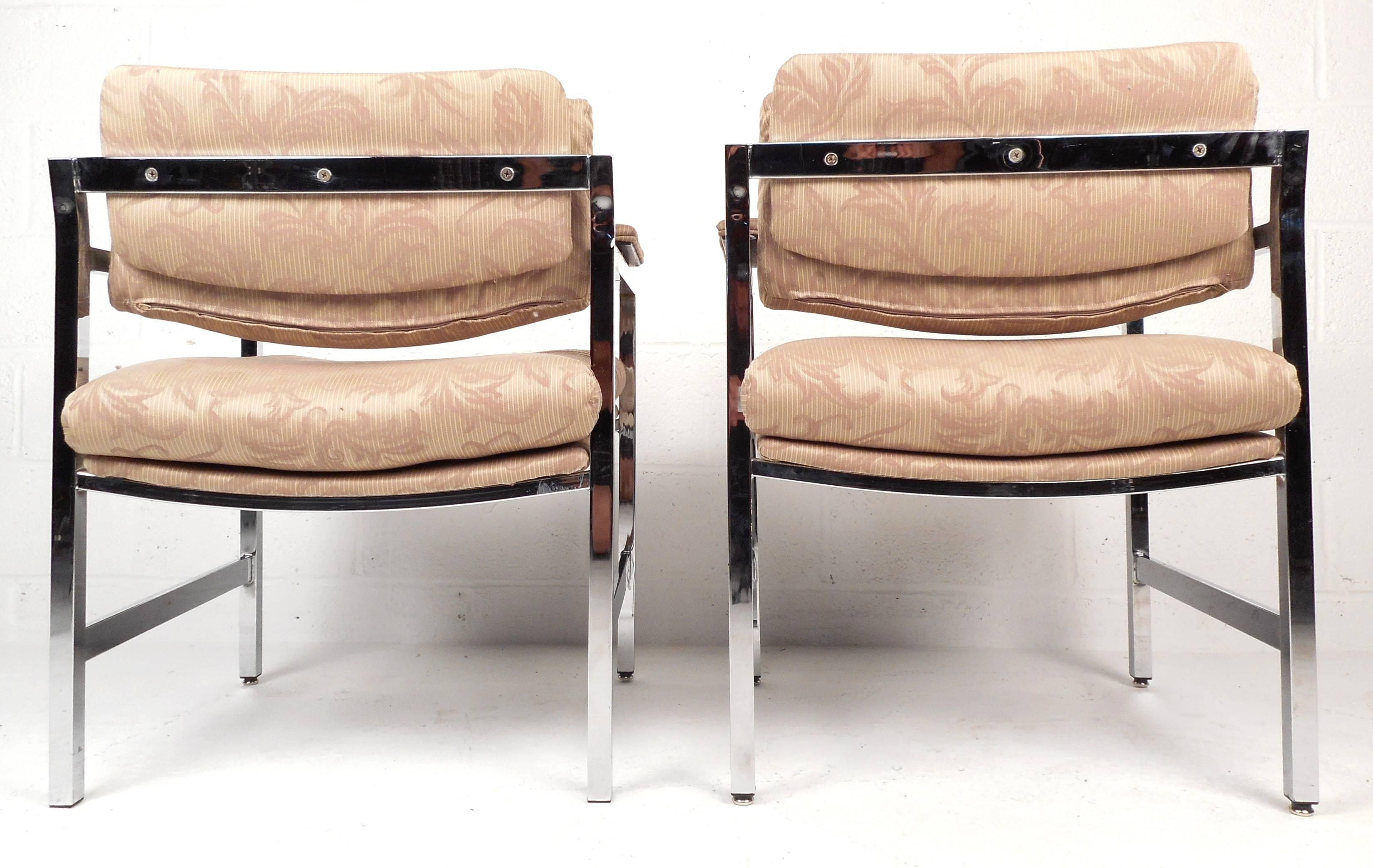 Late 20th Century Mid-Century Modern Milo Baughman Style Armchairs For Sale