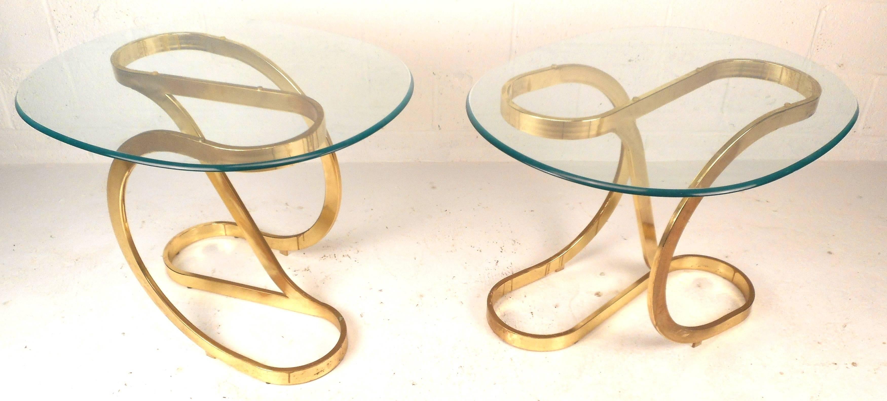 Brass Mid-Century Modern Coffee and End Table Set