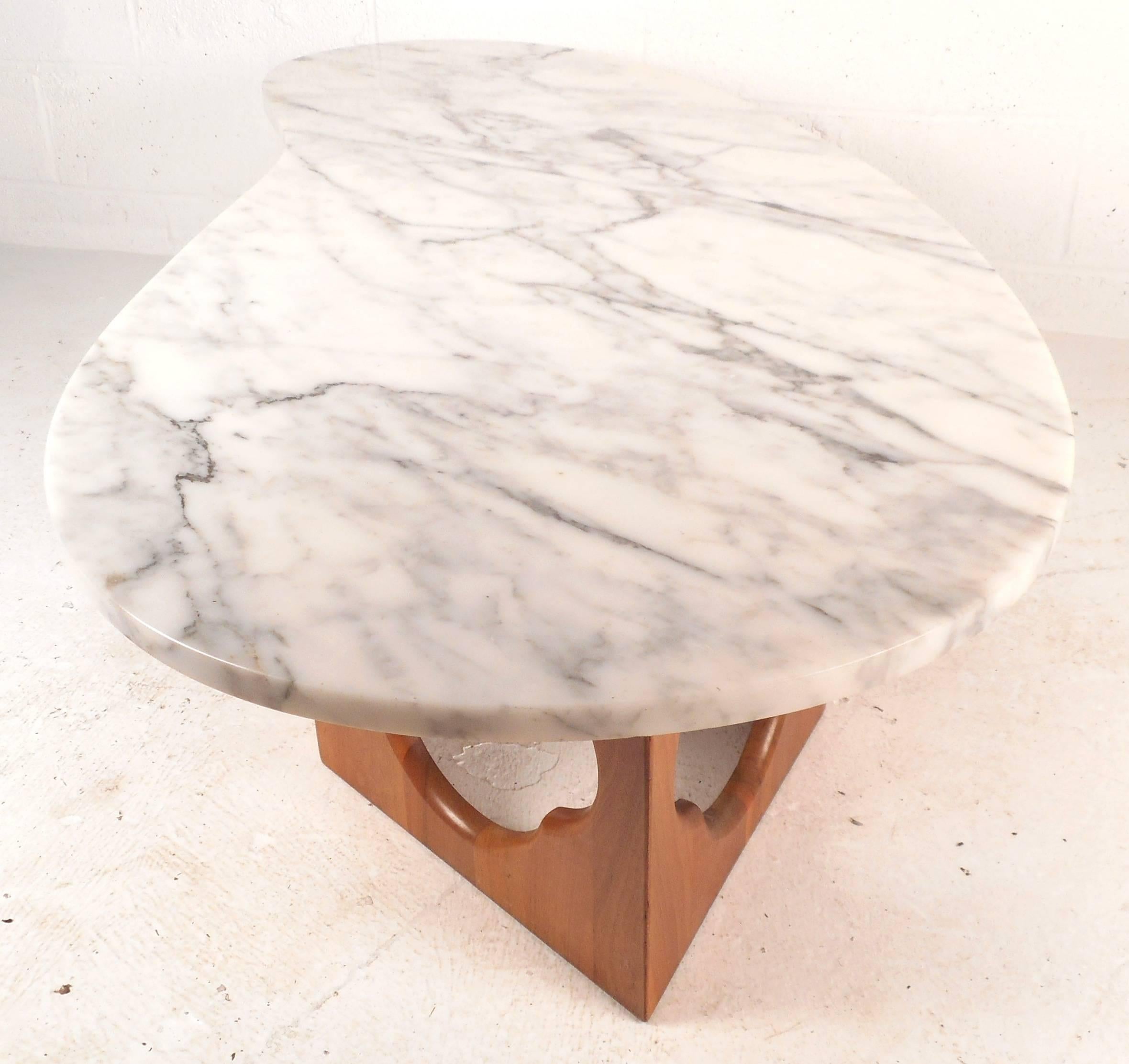 Late 20th Century Mid-Century Modern Marble Top Coffee Table with a Sculpted Base