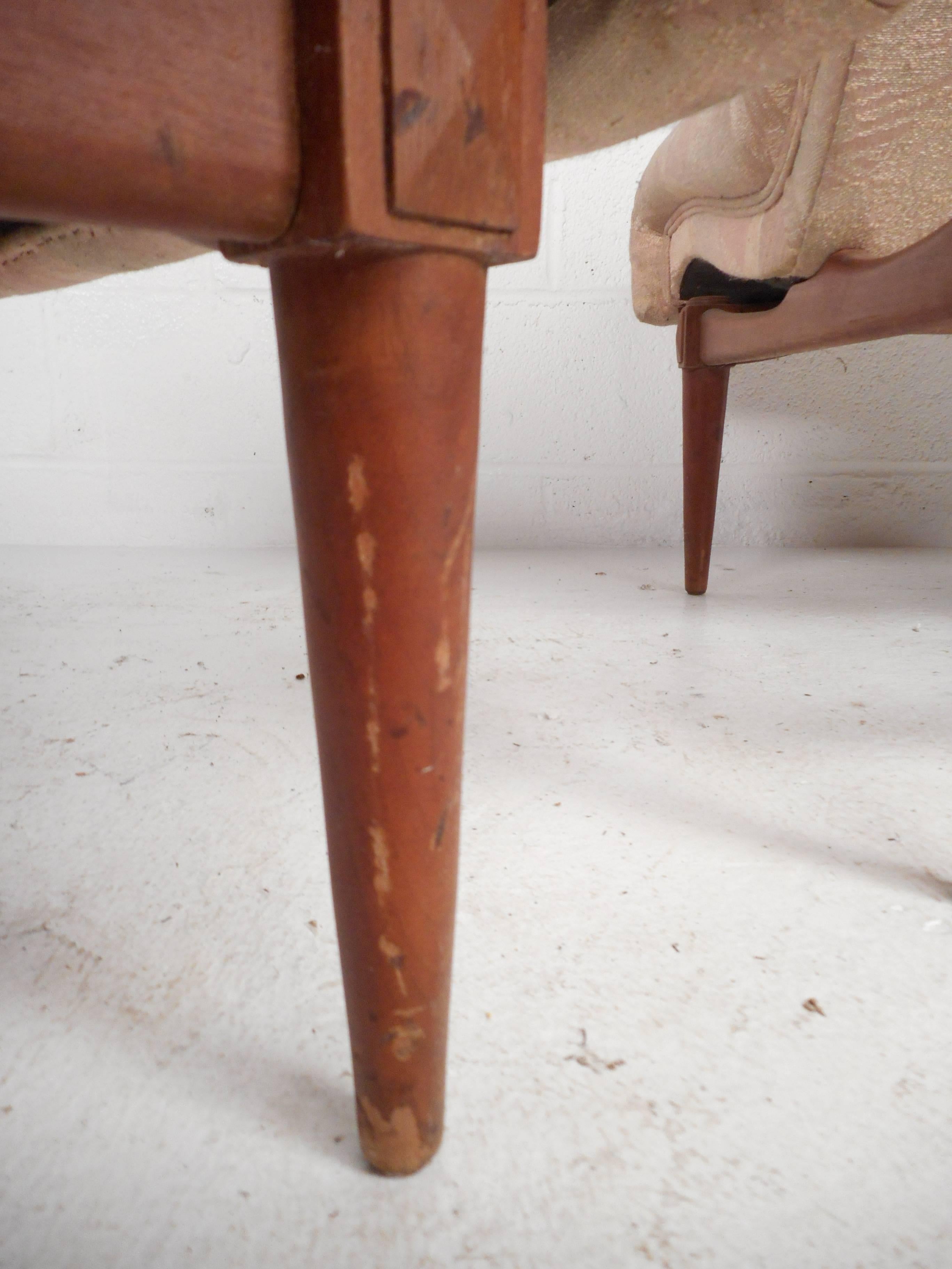 Pair of Mid-Century Modern Sculpted Walnut Slipper Chairs 3