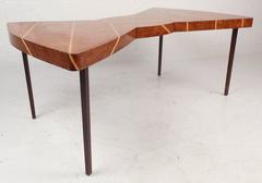 Mid-Century Modern Style Burl Oak Bow-Tie Cocktail Table