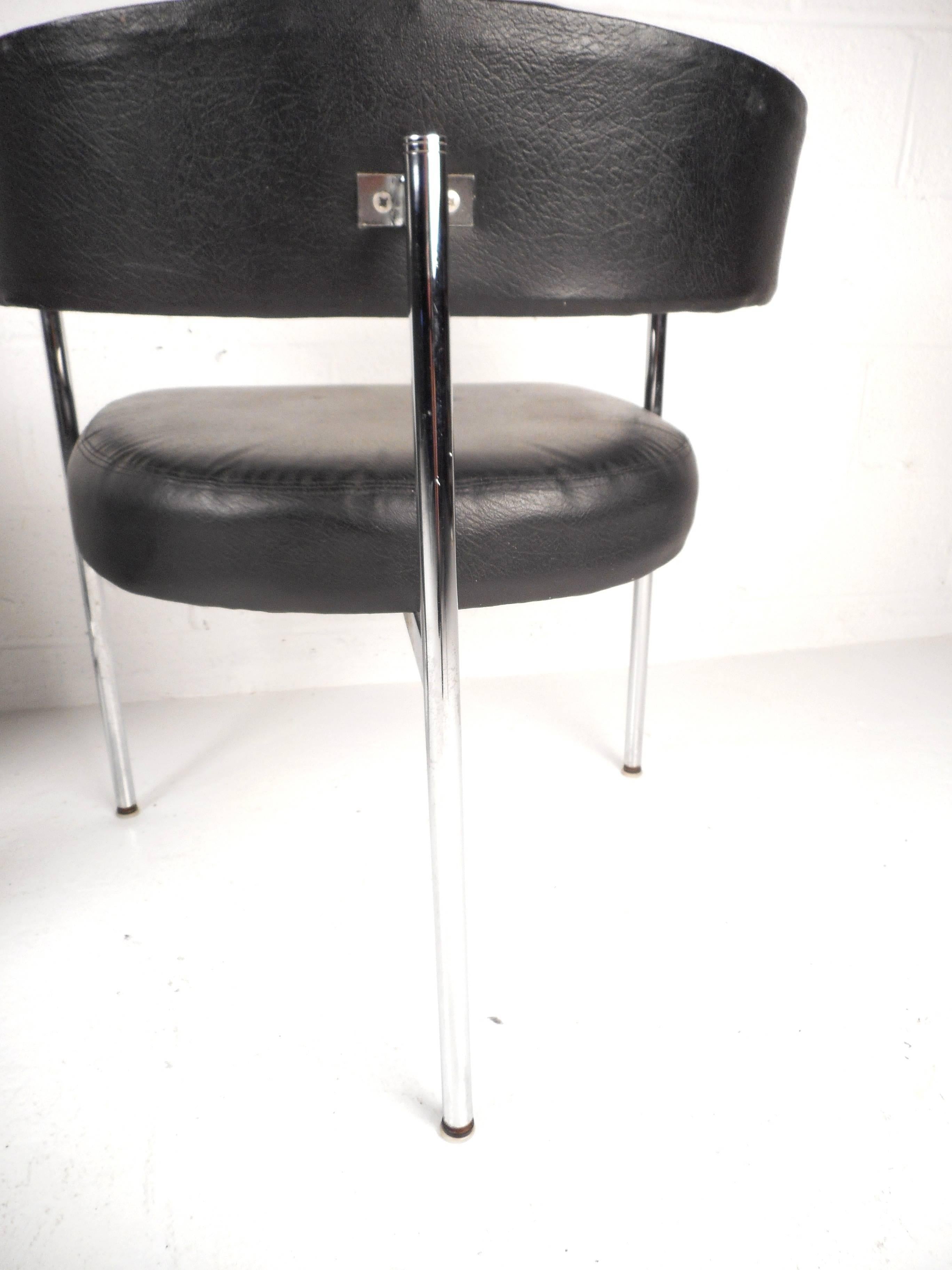 Chrome Mid-Century Modern Cassina Style Barrel Back Side Chairs