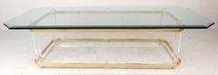 Tavolino da caffè in ottone e lucite di Charles Hollis Jones, moderno e di metà del secolo scorso