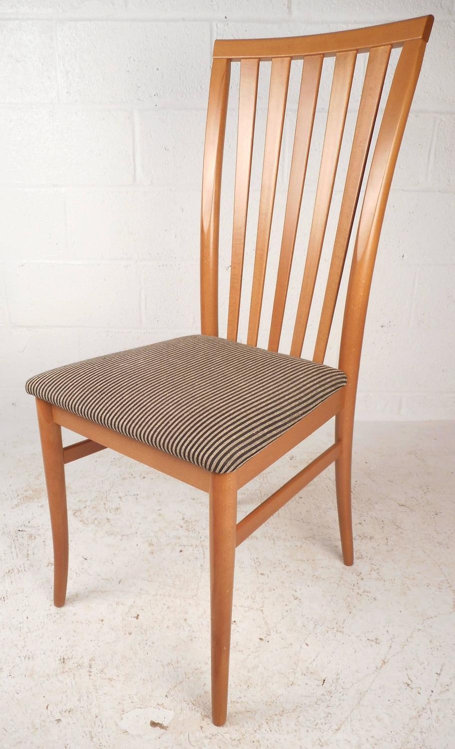 Set of Contemporary Modern Highback Maple Dining Chairs ...