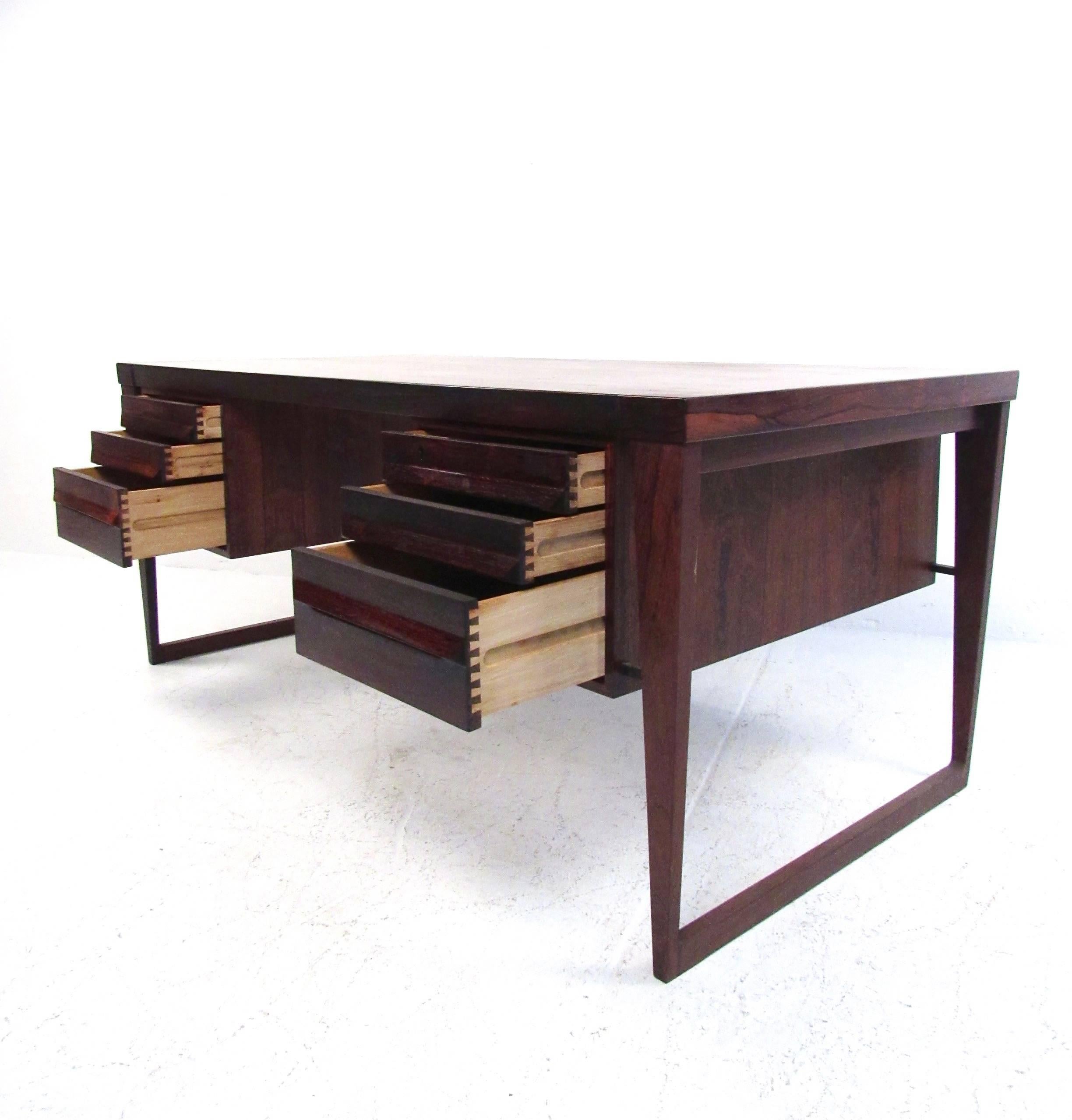 Danish Mid-Century Modern Rosewood Executive Desk by Kai Kristiansen