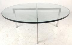 Mid-Century Modern "x" Base Circular Chrome Coffee Table