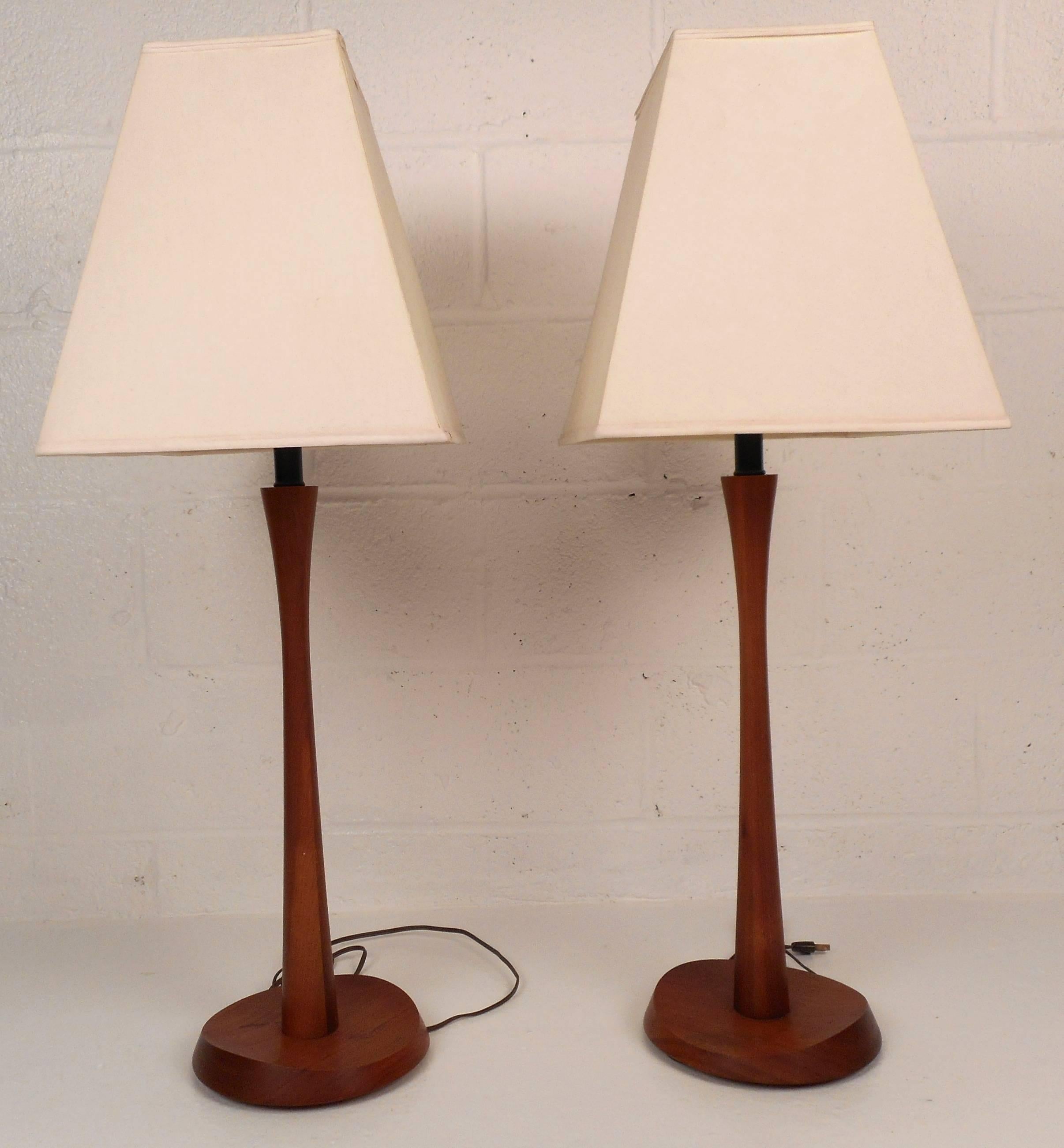 mid century teak table lamp
