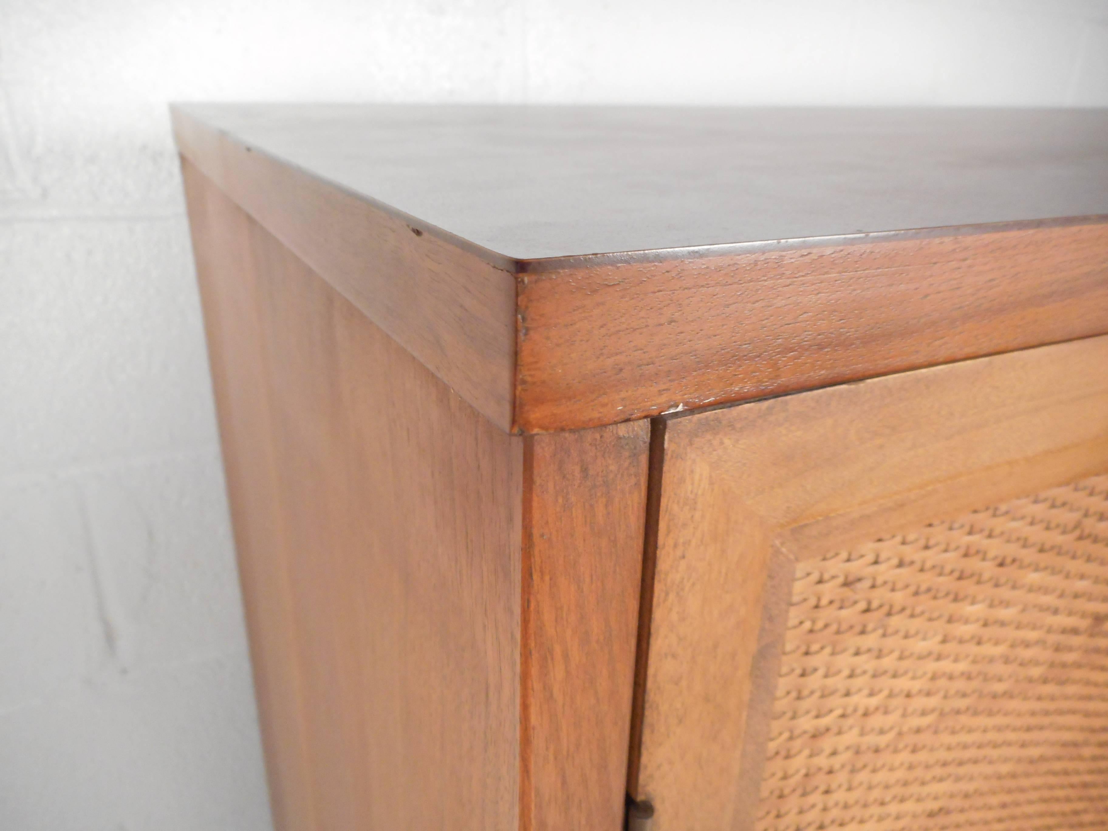 Late 20th Century Mid-Century Modern Cane Front Armoire Dresser
