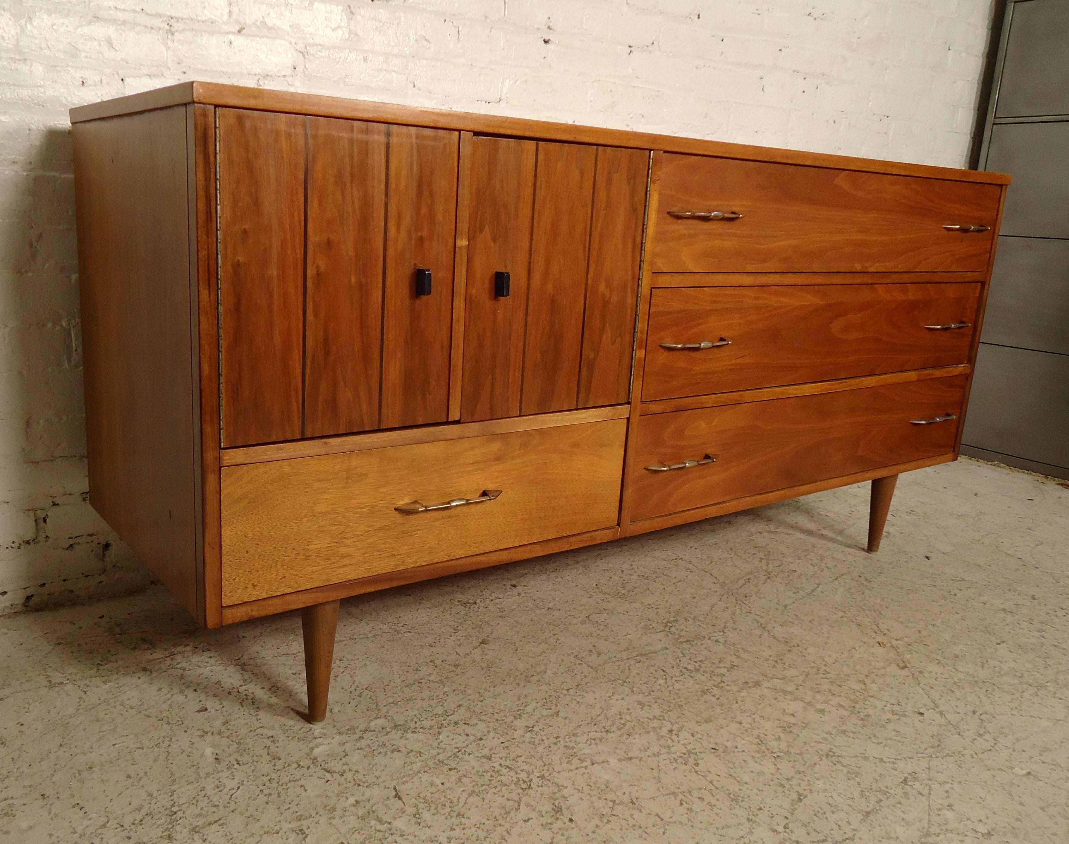 Walnut Mid-Century Modern Long Dresser 