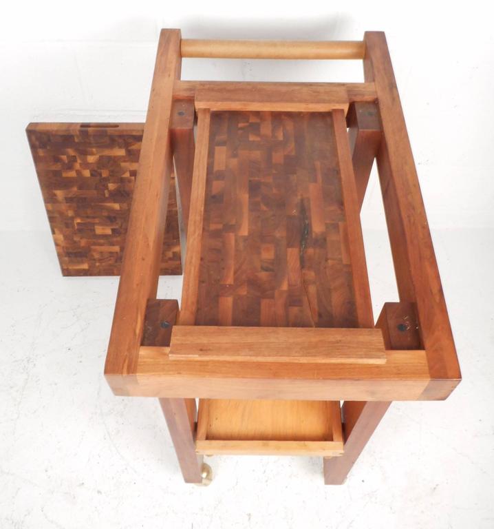Mid-Century Modern Style Butcher Block Rolling Cart at 1stdibs