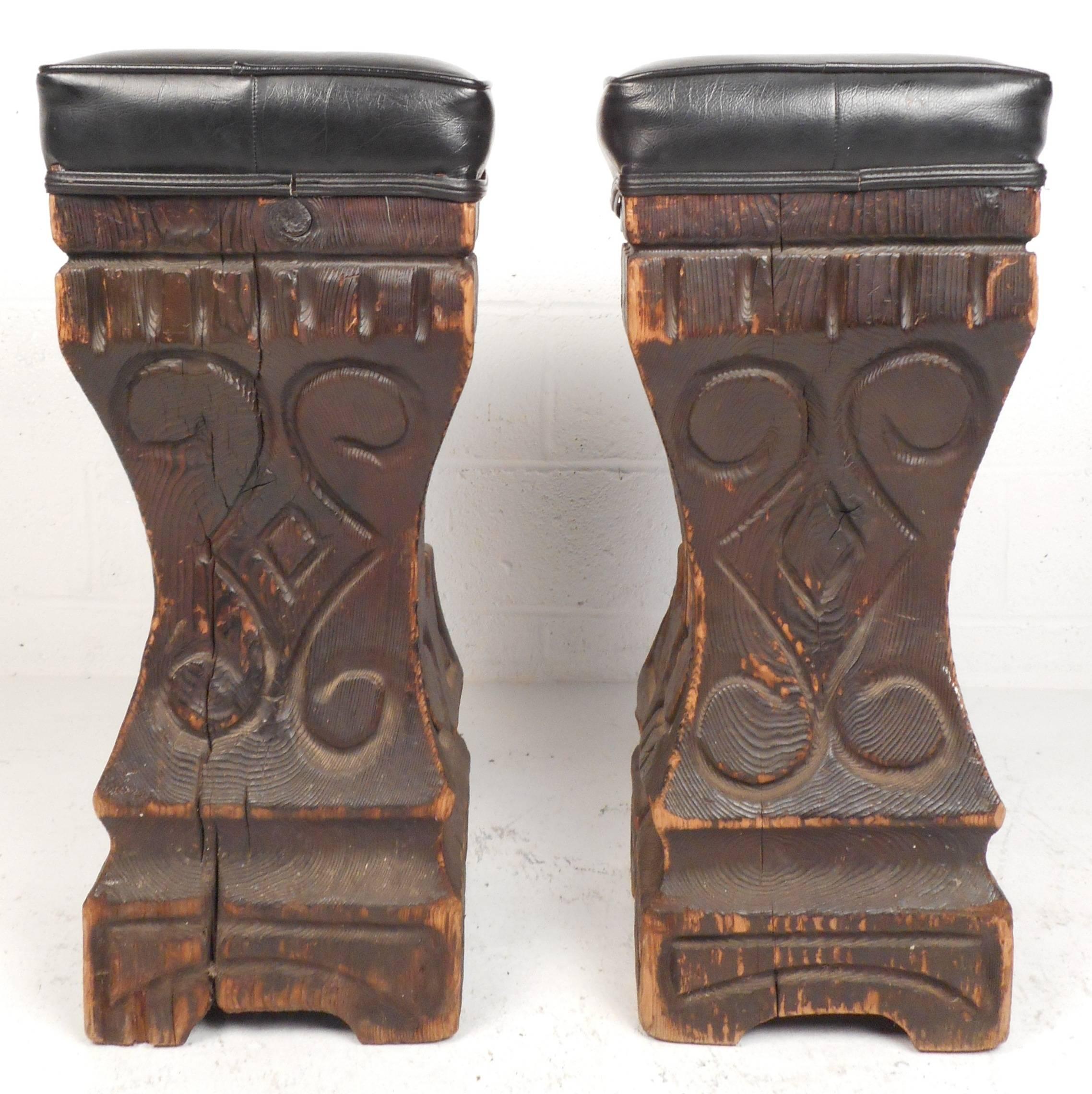 carved tiki bar stools for sale