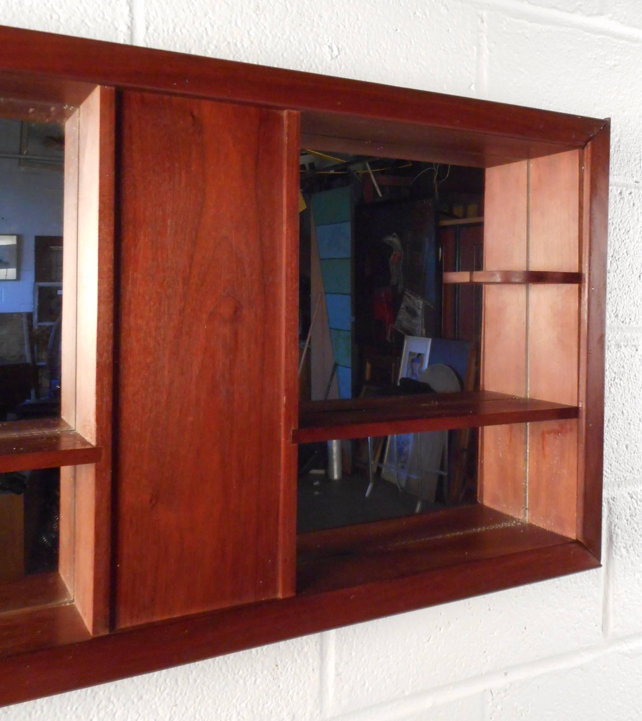 mid century shadow box mirror