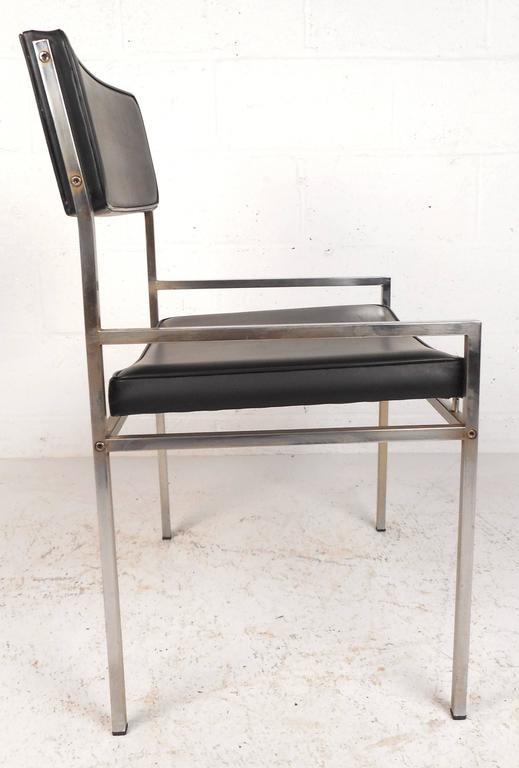 Set of MidCentury Modern Chrome and Vinyl Dining Chairs For Sale at 1stDibs