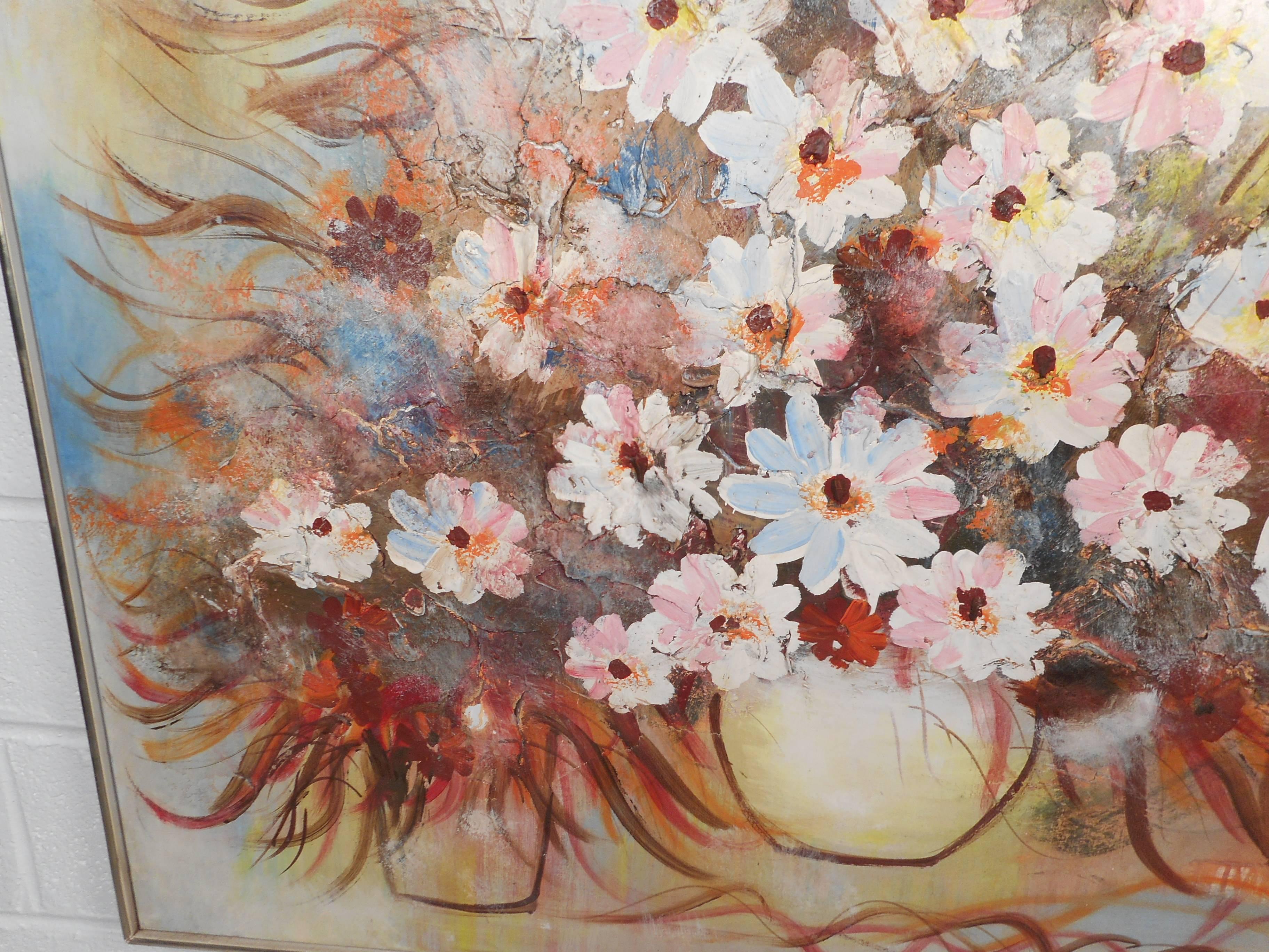 mid century modern floral wallpaper