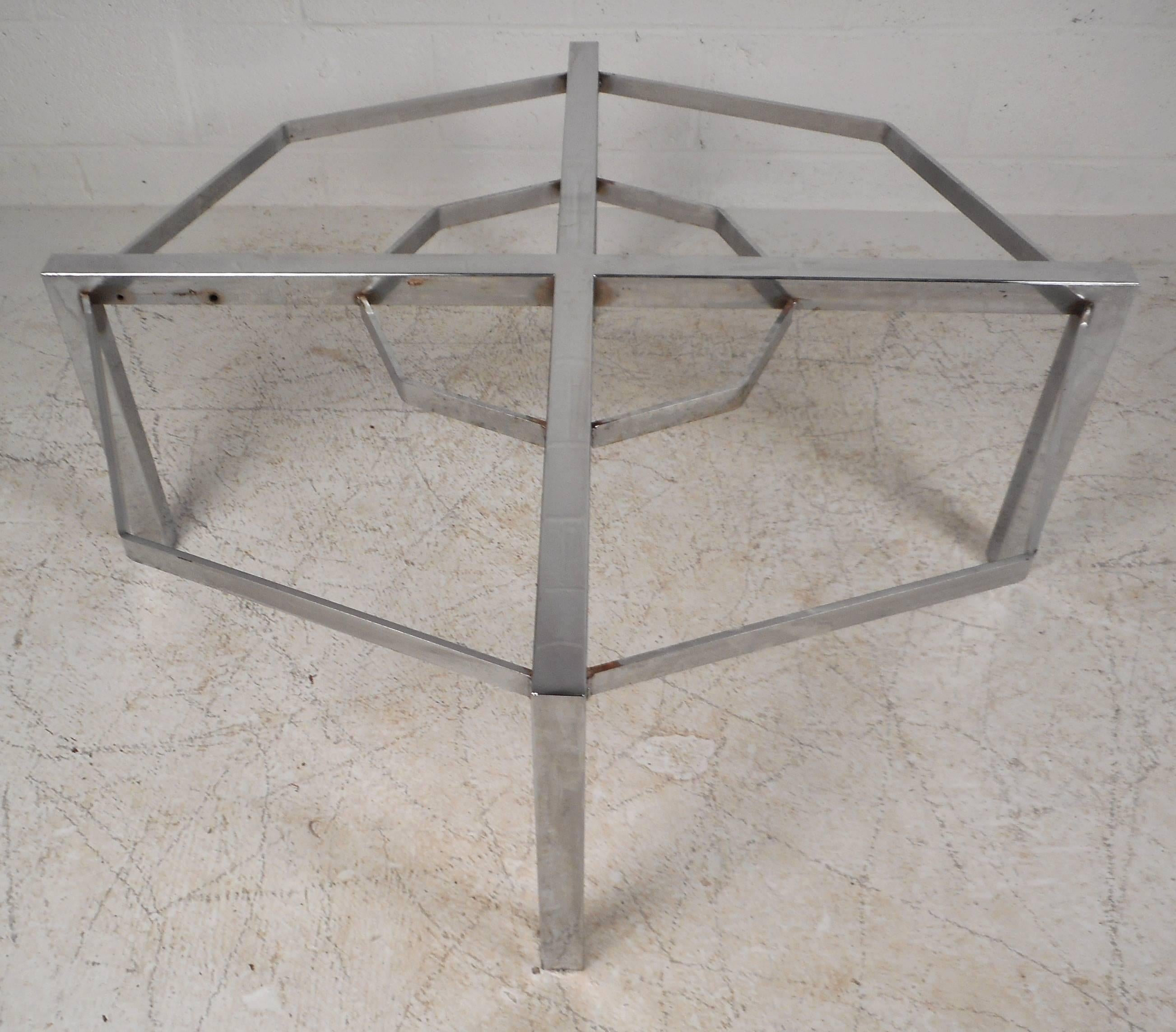 Mid-Century Modern Chrome and Marble Top Coffee Table 2