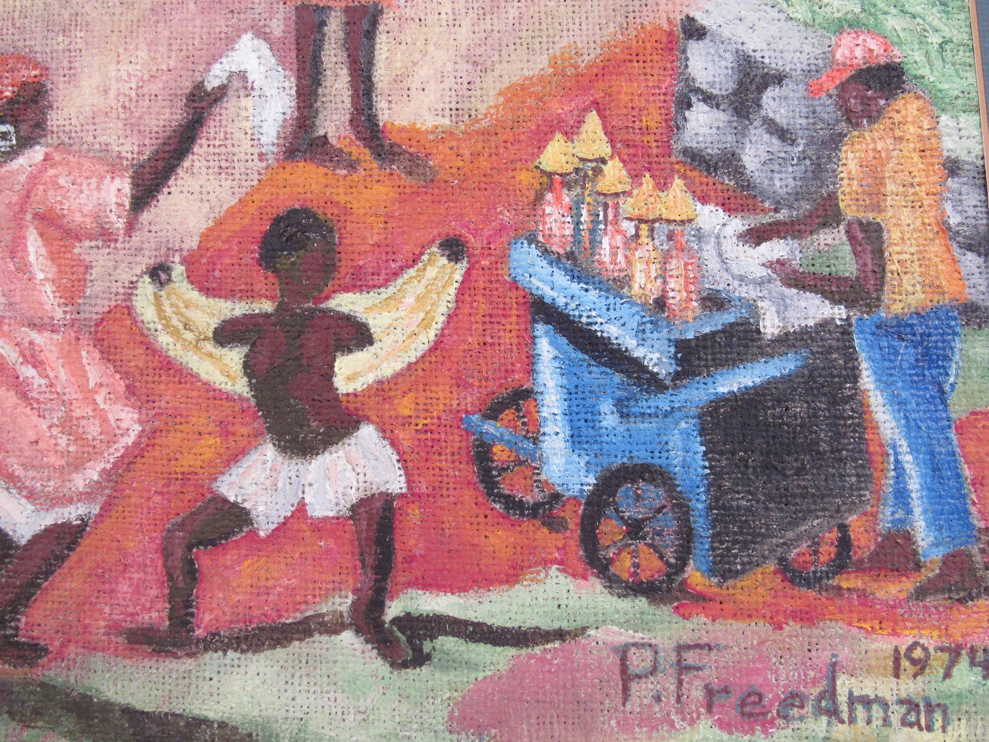 Inconnu Huile sur toile signée « P. Freedman, 1974 » en vente