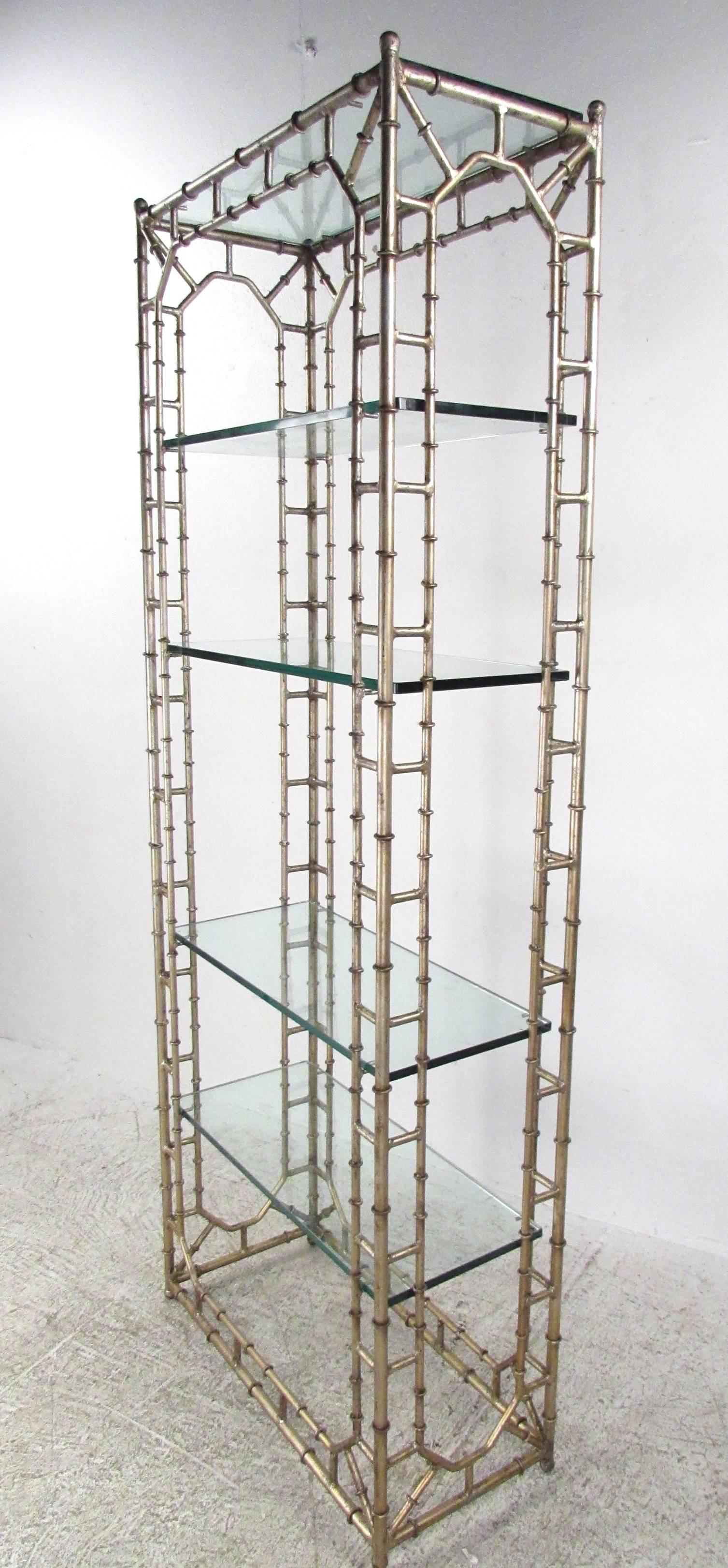 Mid-Century Modern Vintage Bamboo Style Etagere For Sale