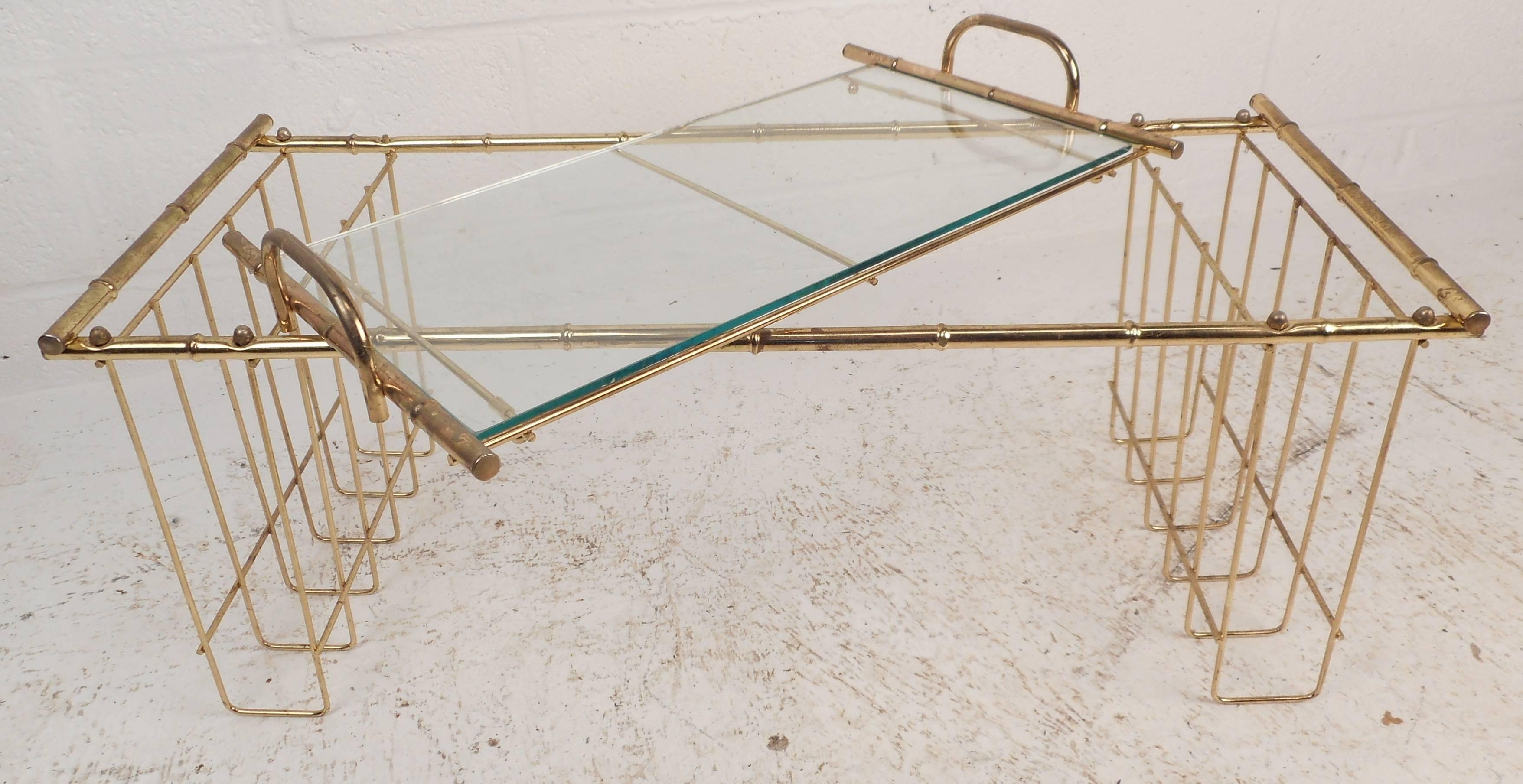 20th Century Mid-Century Modern Brass and Glass Serving Tray