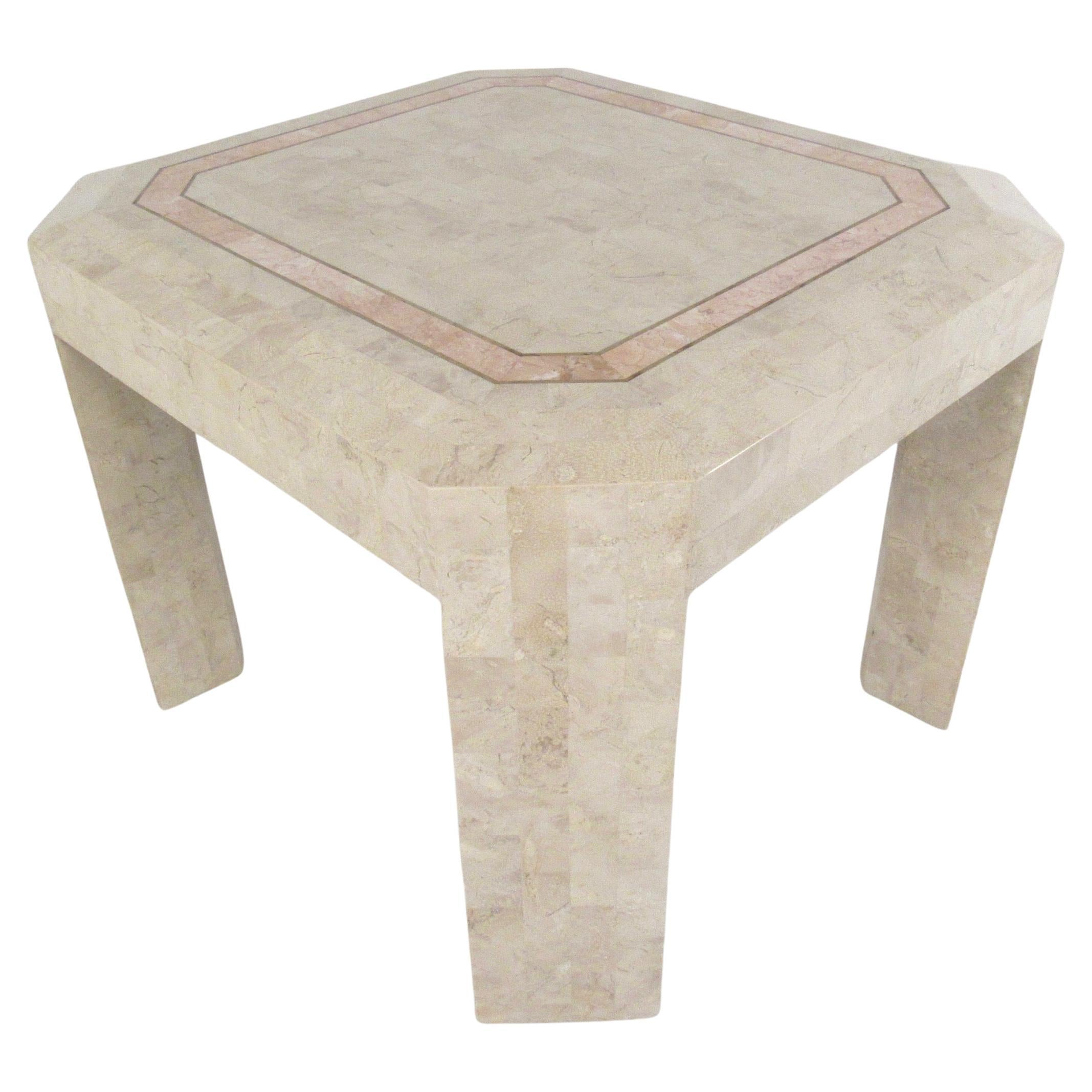 Tessellated Stone Table w/ Inlay Top attr Maitland Smith For Sale