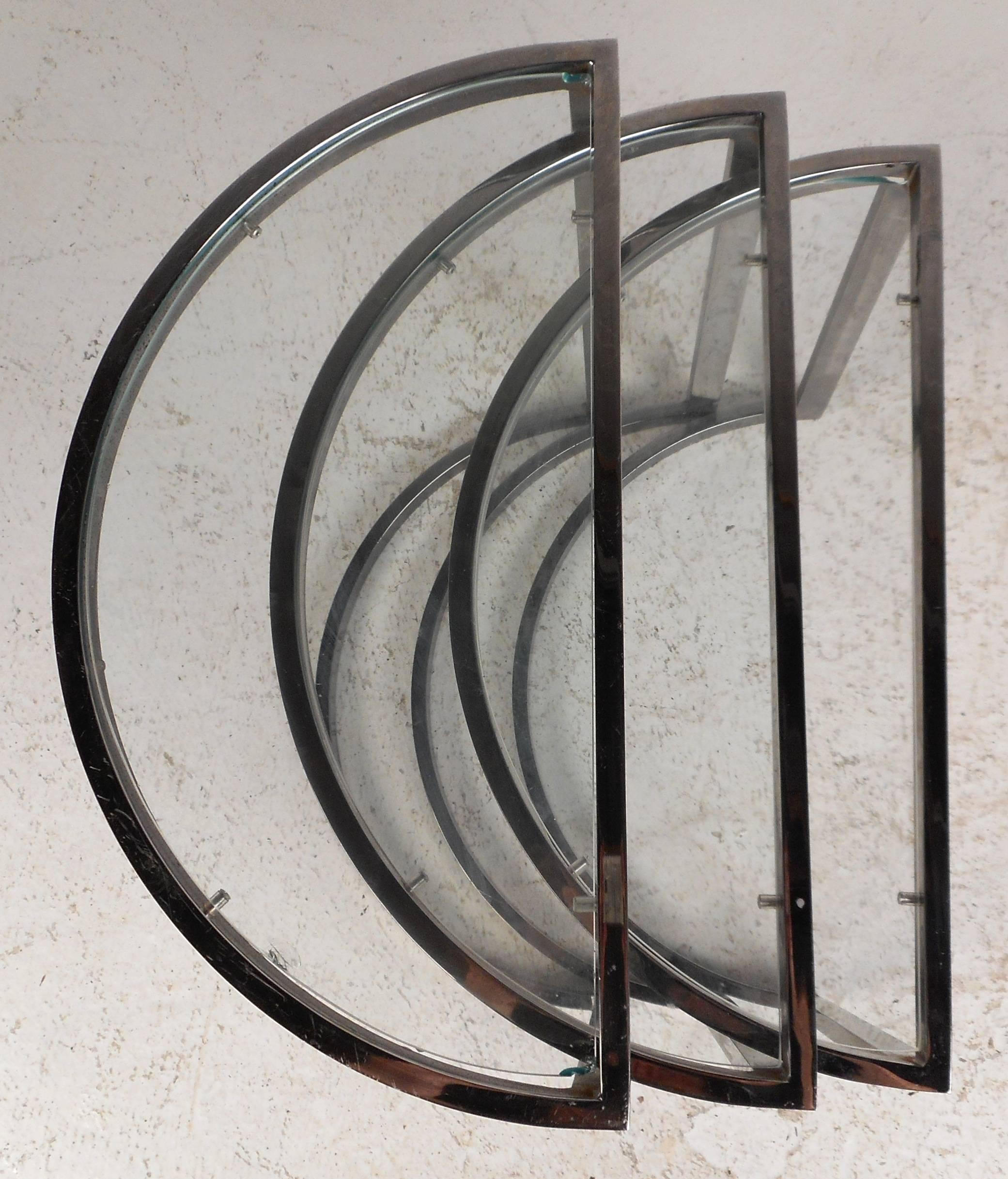 Late 20th Century Mid-Century Modern Chrome Nesting Tables in the Style of Metropolitan Furniture