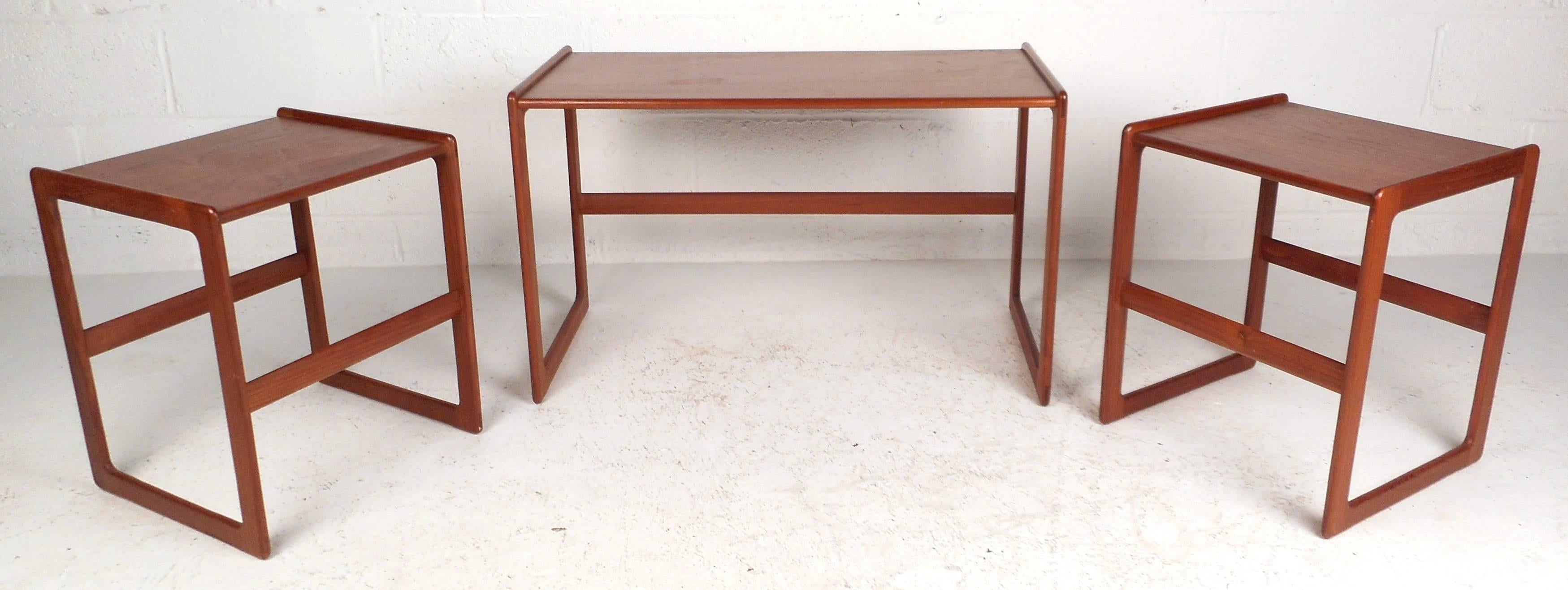 Set of Mid-Century Modern Danish Teak Nesting Tables In Good Condition In Brooklyn, NY