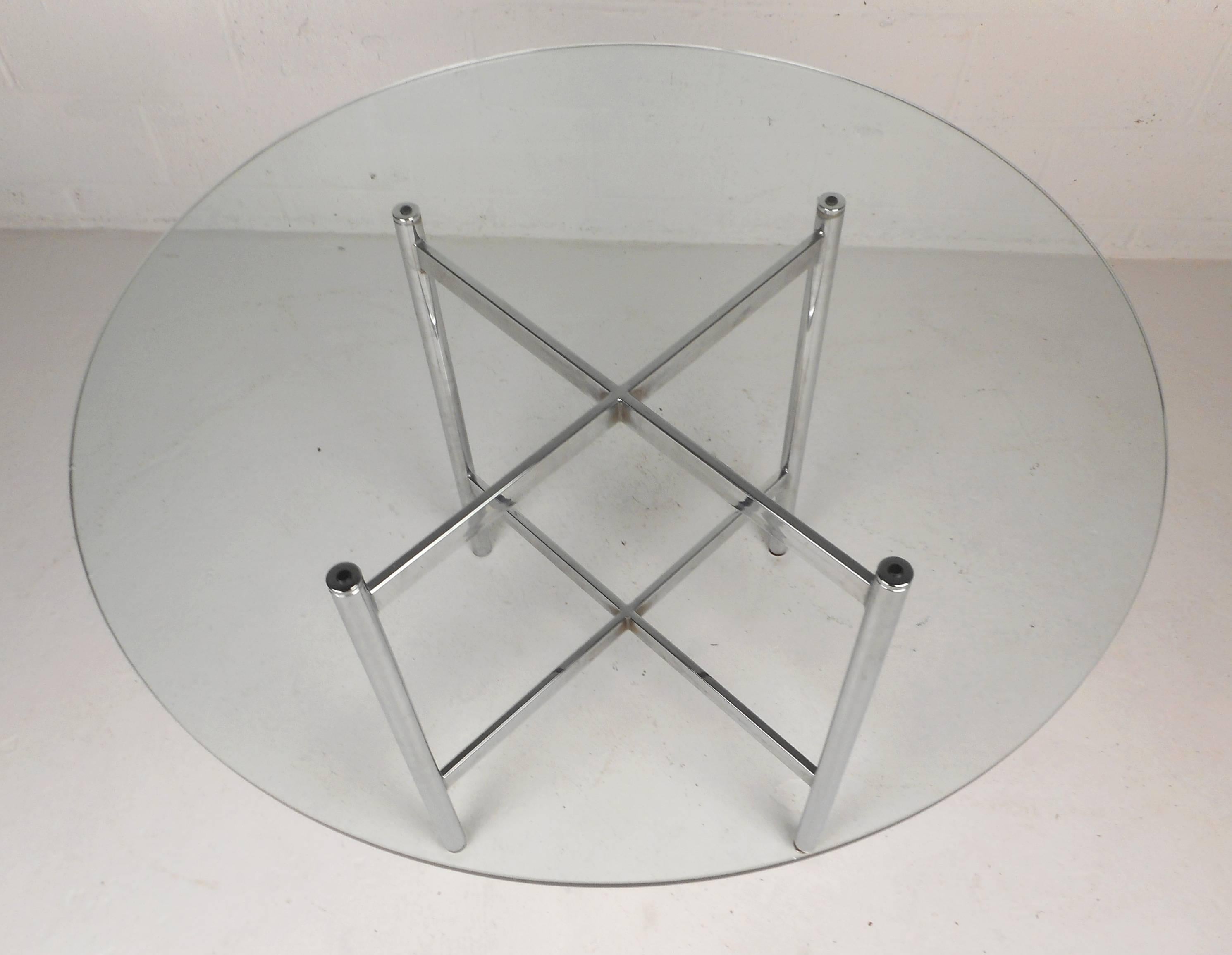 Late 20th Century Mid-Century Modern Chrome X-Base Dining Set