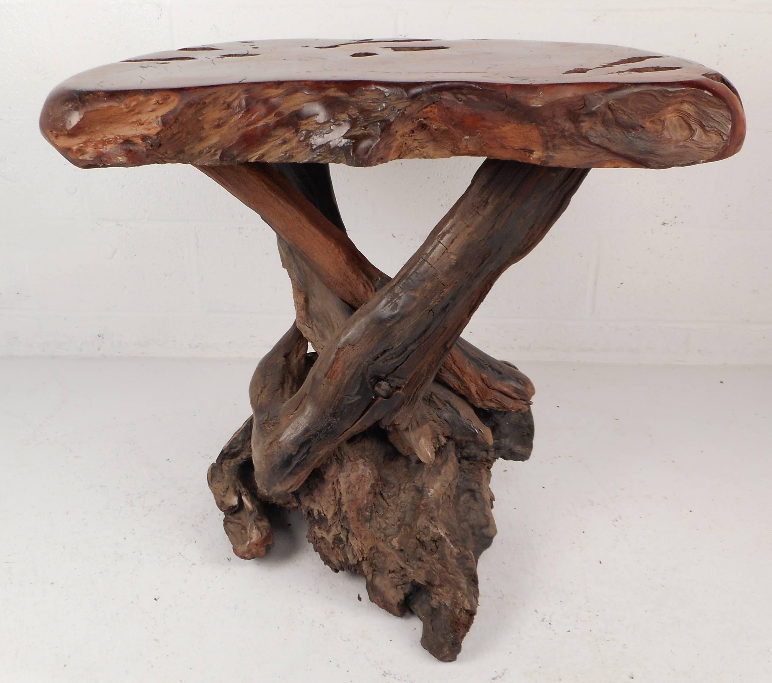 Late 20th Century Mid-Century Modern Live Edge Side Table