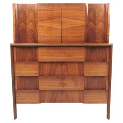 Retro Edmond Spence Highboy "Checkerboard" Dresser