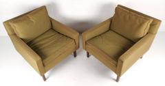 Mid-Century Vintage Olive Tweed Club Chairs