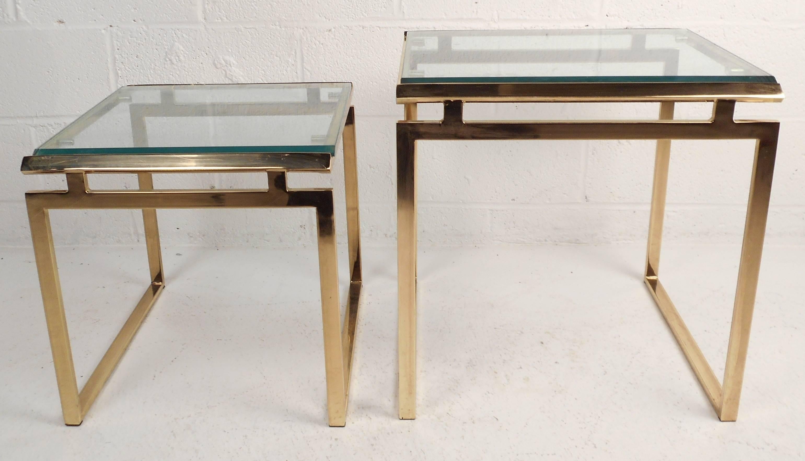 Brass Mid-Century Modern Stacking Tables in the Style of Guy Lefevre