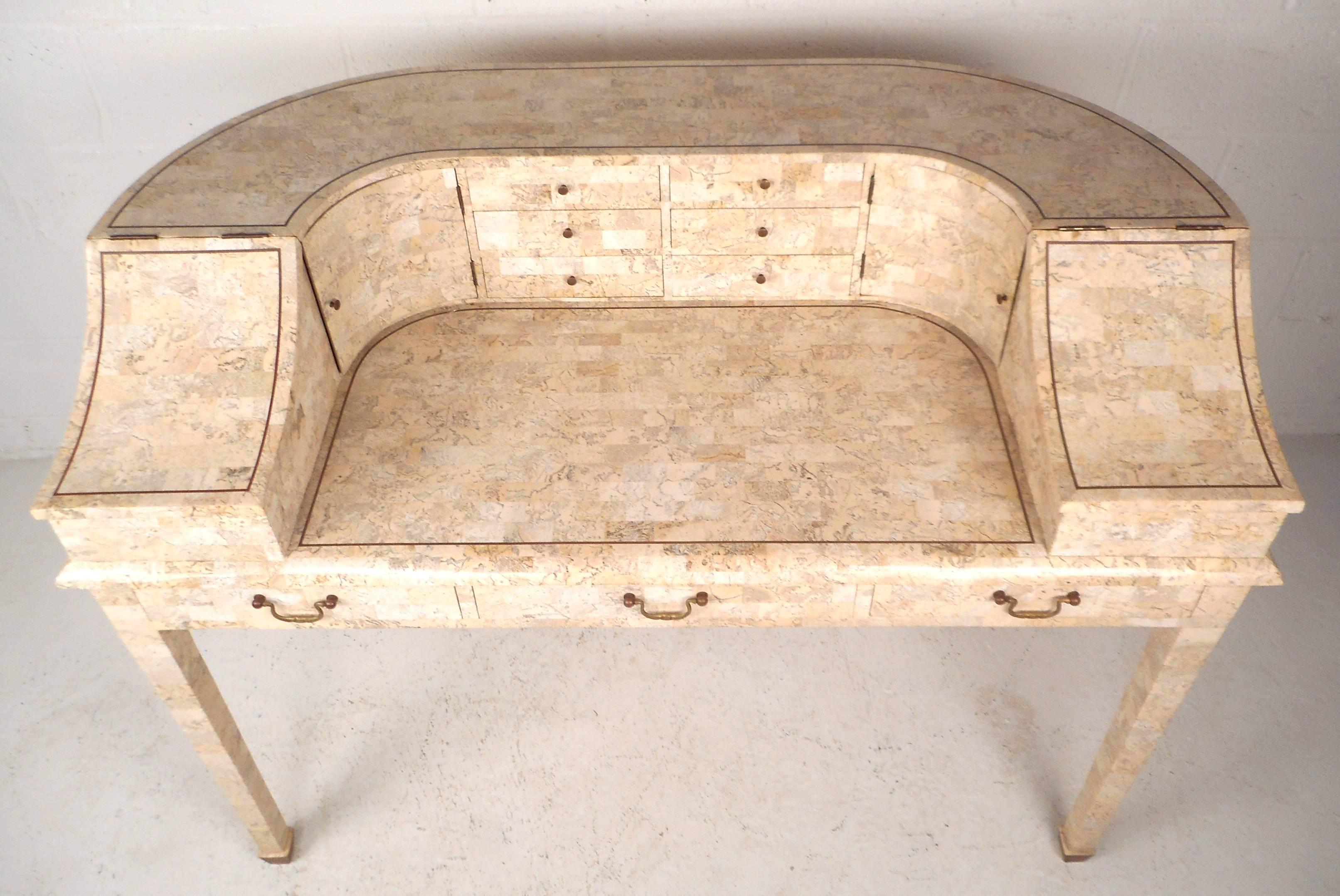 Maitland-Smith Writing Desk in Tessellated Stone In Good Condition In Brooklyn, NY