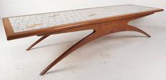 Mid-Century Modern Tile-Top Coffee Table in the Style of Vladimir Kagan