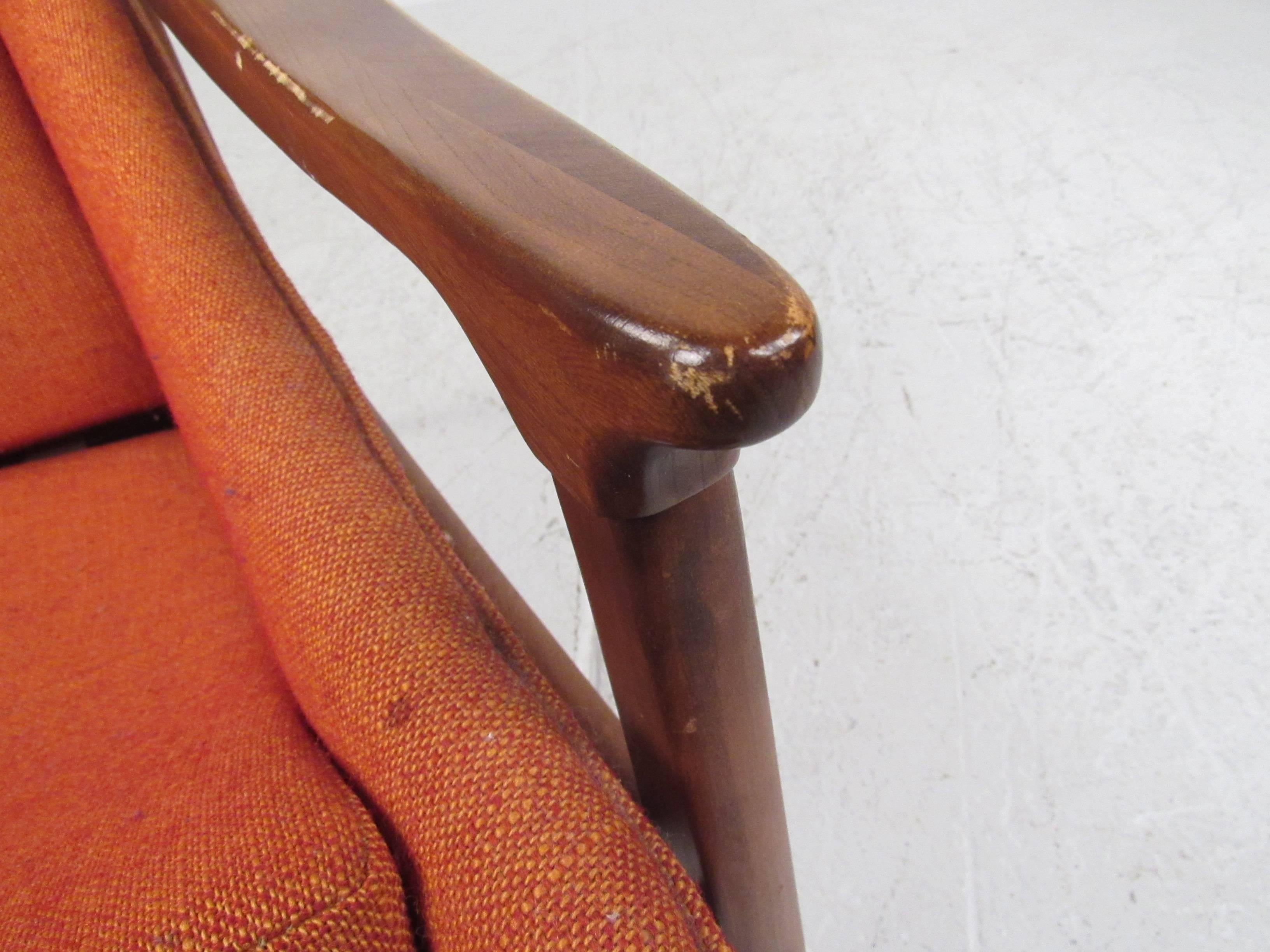 American Mid-Century High Back Sloped Arm Lounge Chair