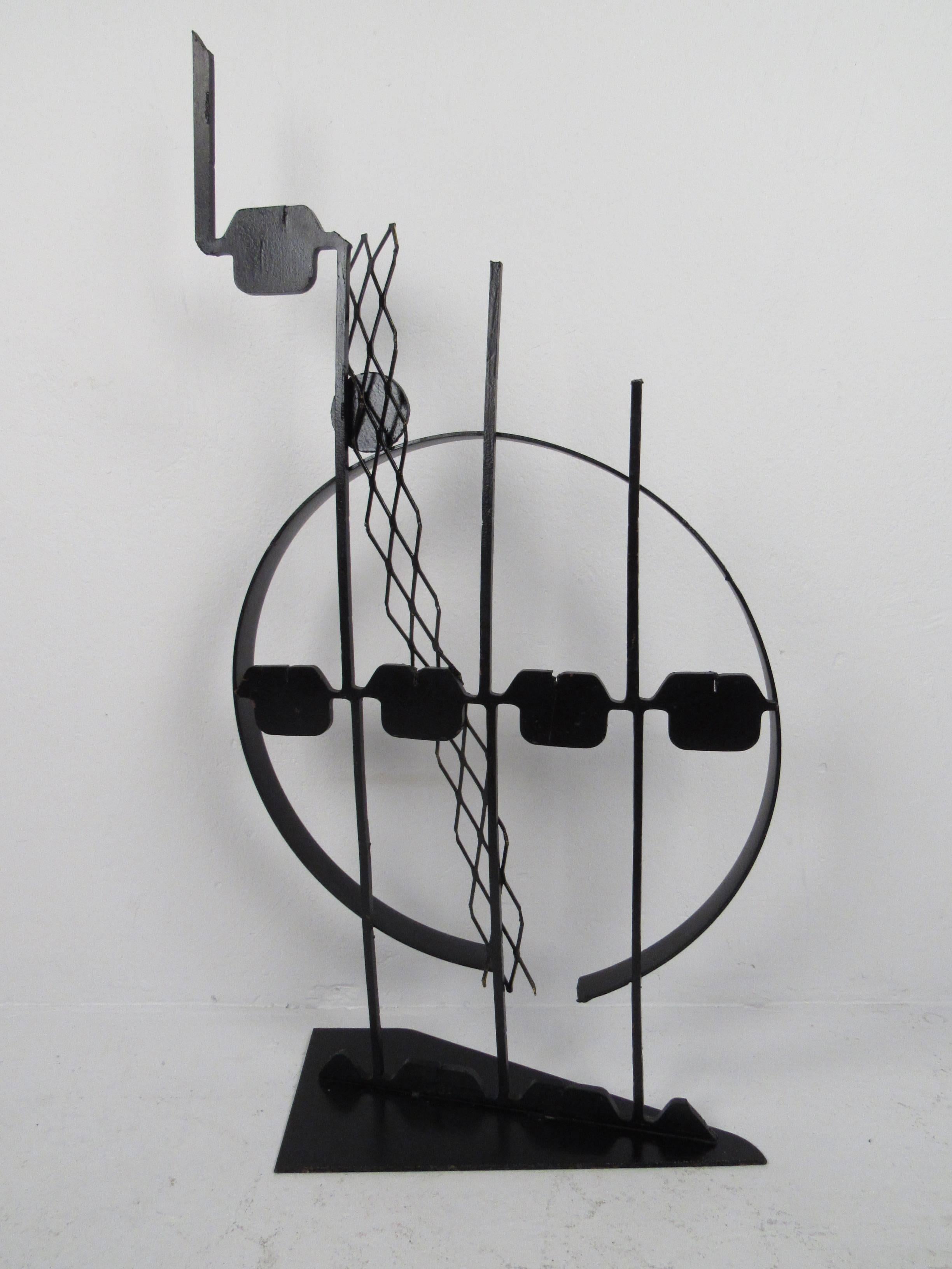 Three dimensional steel sculpture by unknown artist. Perfect for collectors of art, metal, and shapes. Please confirm item pickup location (Brooklyn or NJ) with seller.
